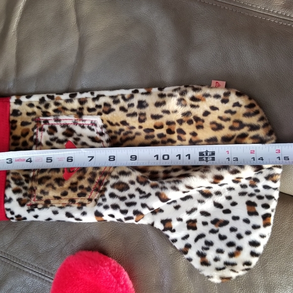 Roxy cheetah print Christmas Stocking red/tan/blk - Picture 4 of 8